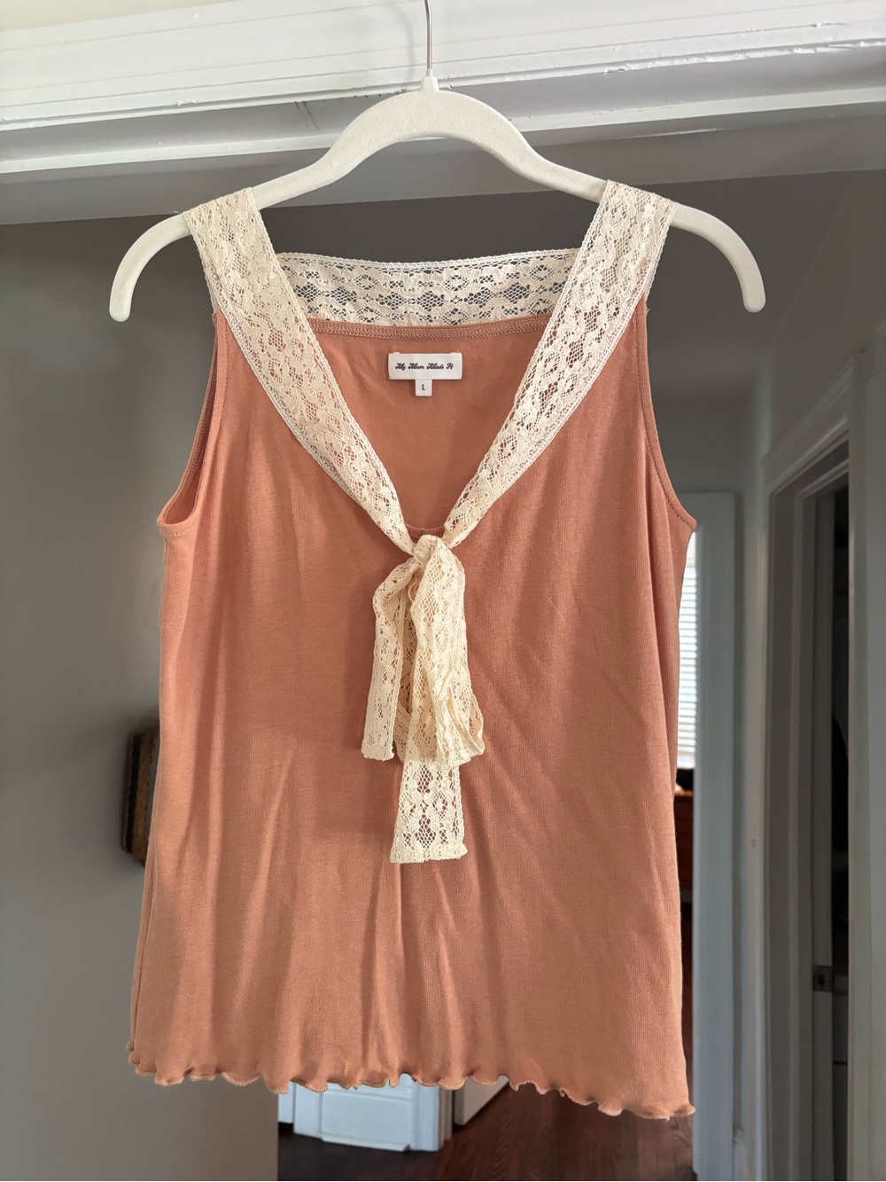 My Mum Made It LACE BOW TANK - ROSE VEIL Size Large